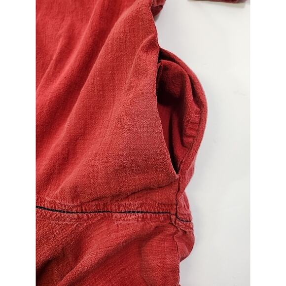 Grassroot Anita Dongre Anthro Midi Shift Dress M 8 Red Cotton L/S Lagenlook - Picture 9 of 10